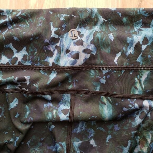 Lululemon Run Top Speed Crop Leggings Full On Luxtreme Green Floral Womens 6 - Picture 8 of 12
